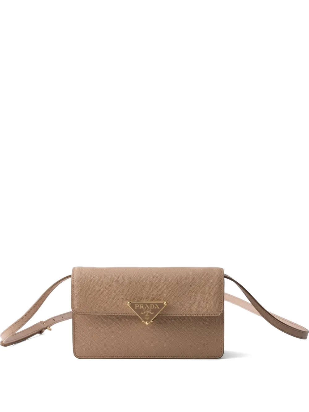 Prada saffiano-leather push-lock mini bag - Marrone