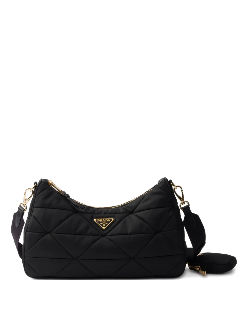 Prada padded logo shoulder bag Zwart