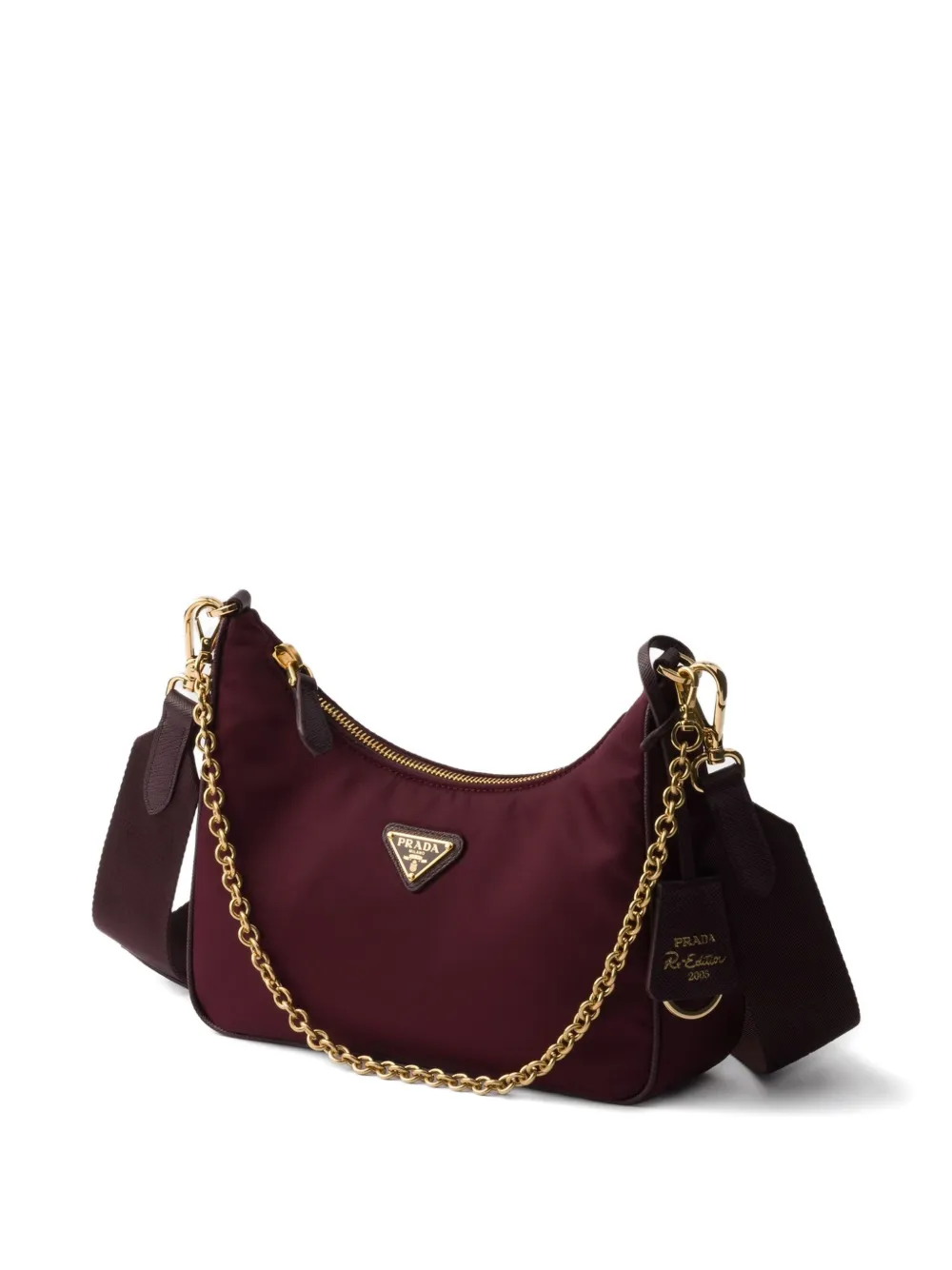 Prada Re-Edition 2005 chain-strap logo-plaque shoulder bag Rood