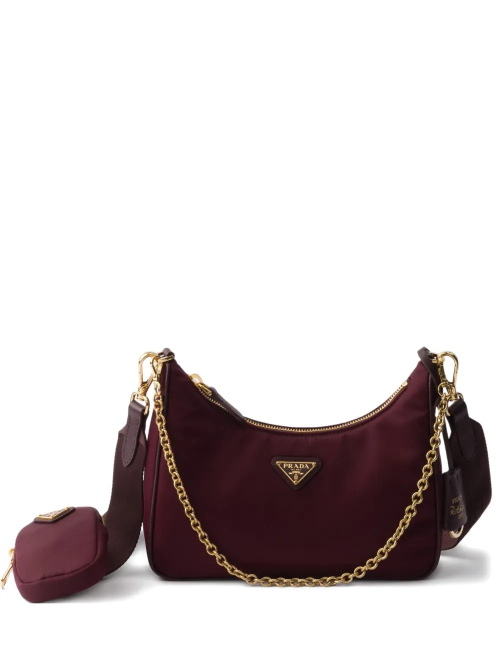 Prada Re-Edition 2005 chain-strap logo-plaque shoulder bag Rood