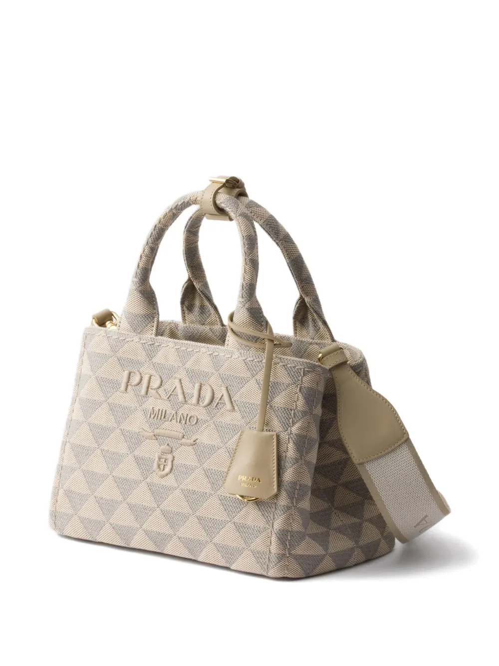 Prada Small Embroidered Tote Bag In Neutral