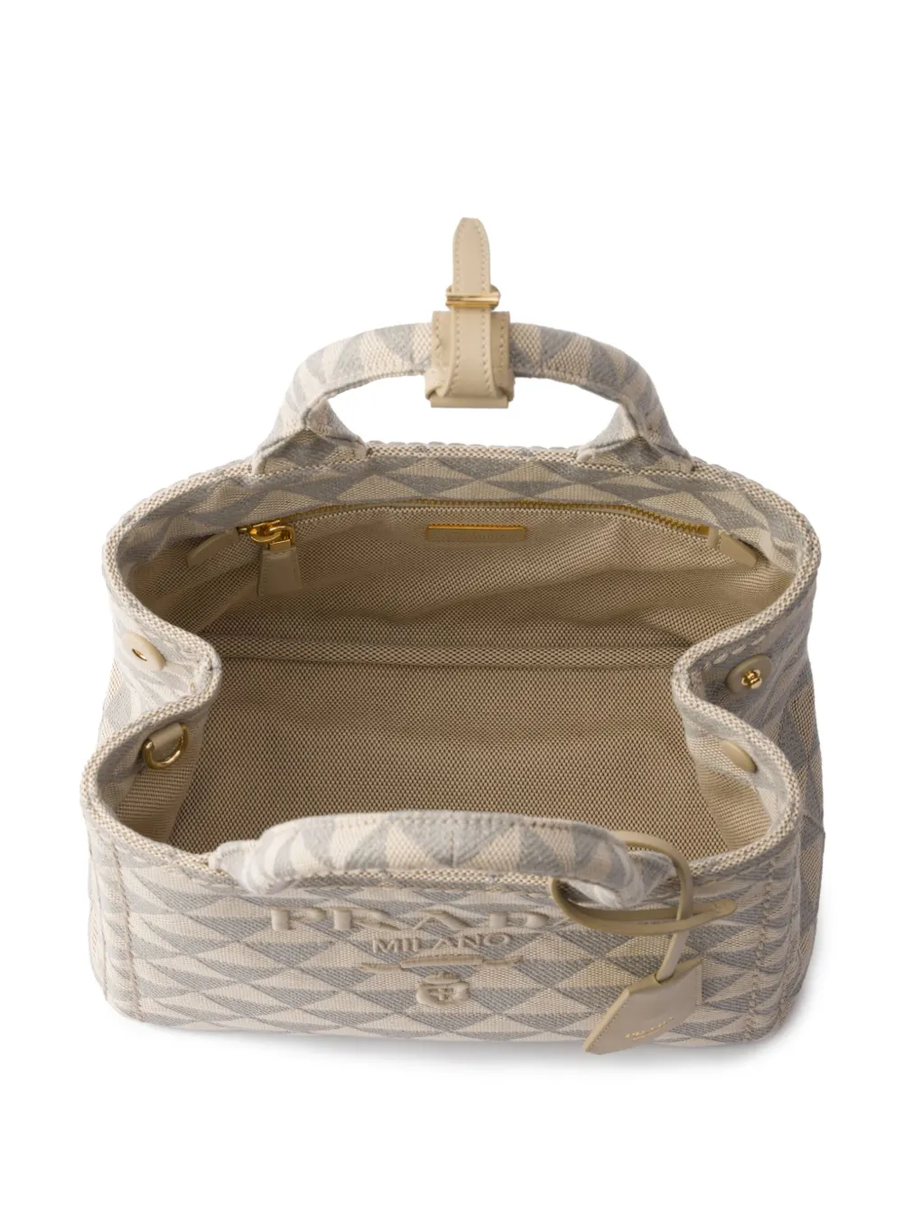 Prada Small Embroidered Tote Bag In Neutral