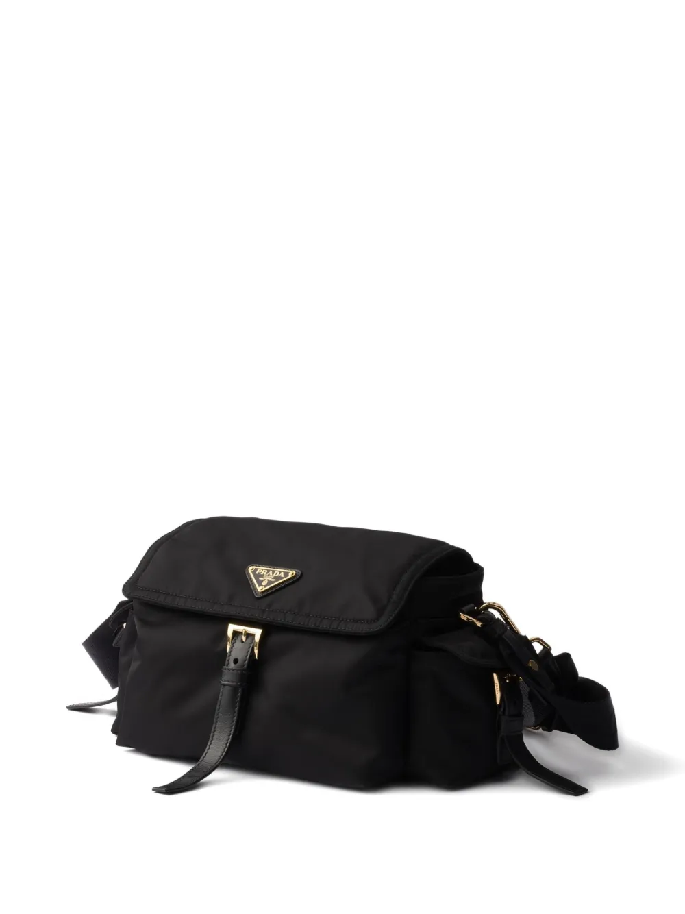 Prada medium logo-plaque shoulder bag Zwart
