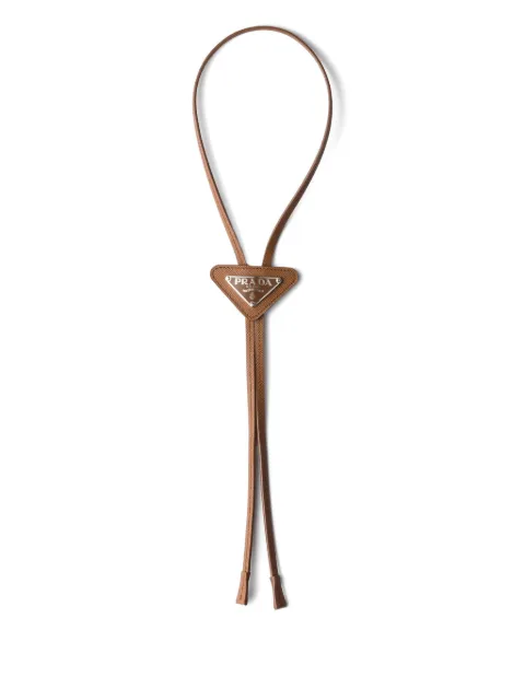 Prada saffiano-leather triangle-logo tie