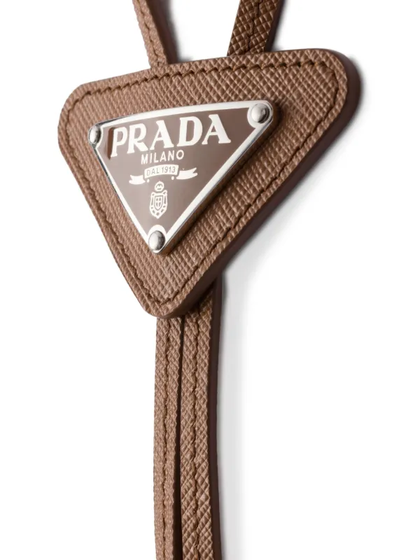 Prada saffiano-leather triangle-logo Tie | Brown | FARFETCH