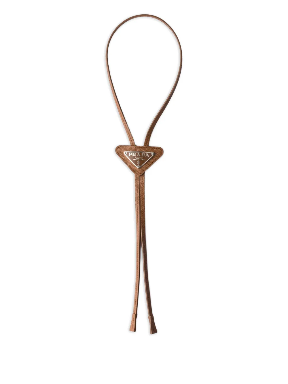 Prada saffiano-leather triangle-logo tie | Brown | Image 1