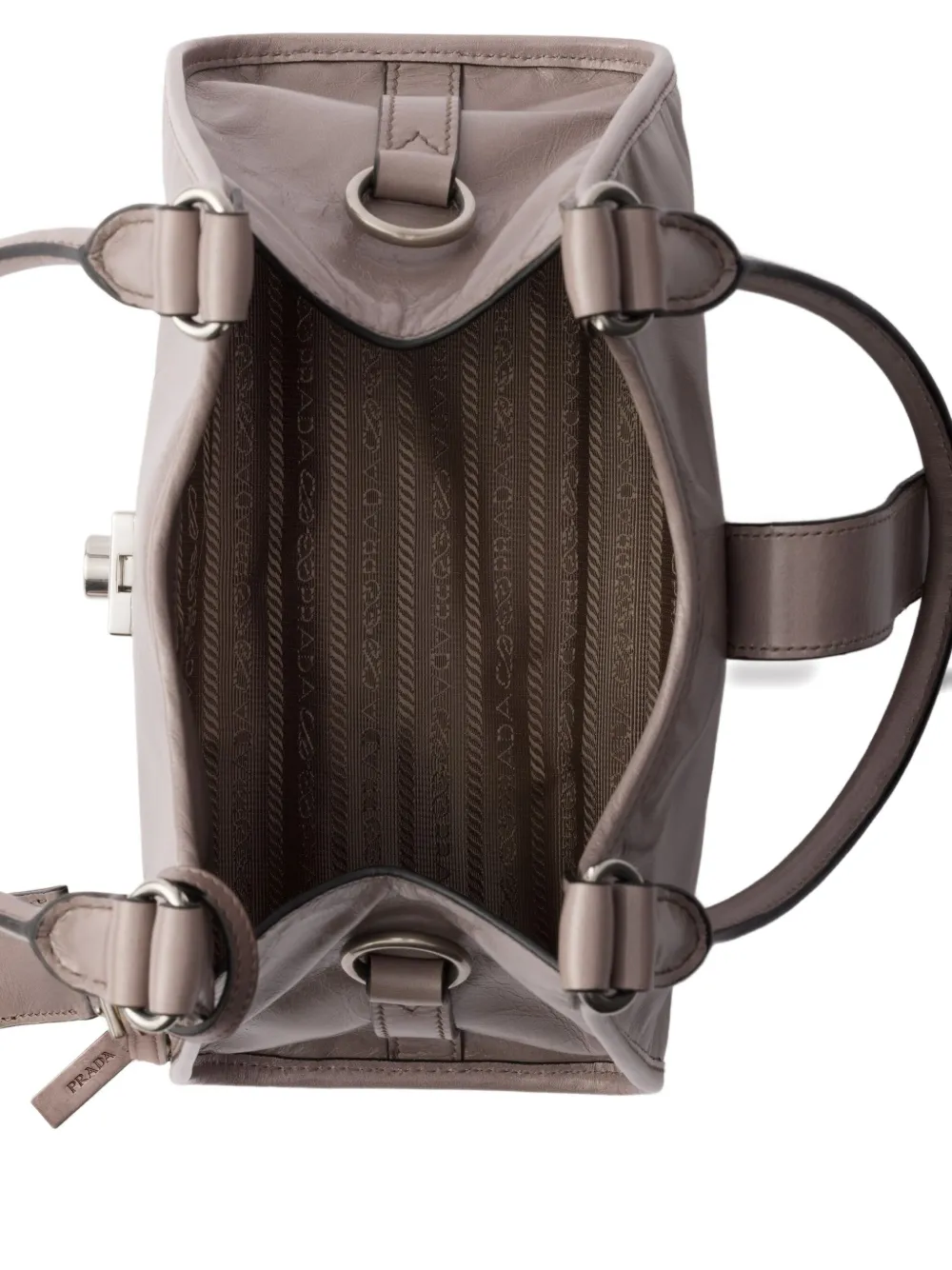 Prada small push-lock leather tote bag Grijs
