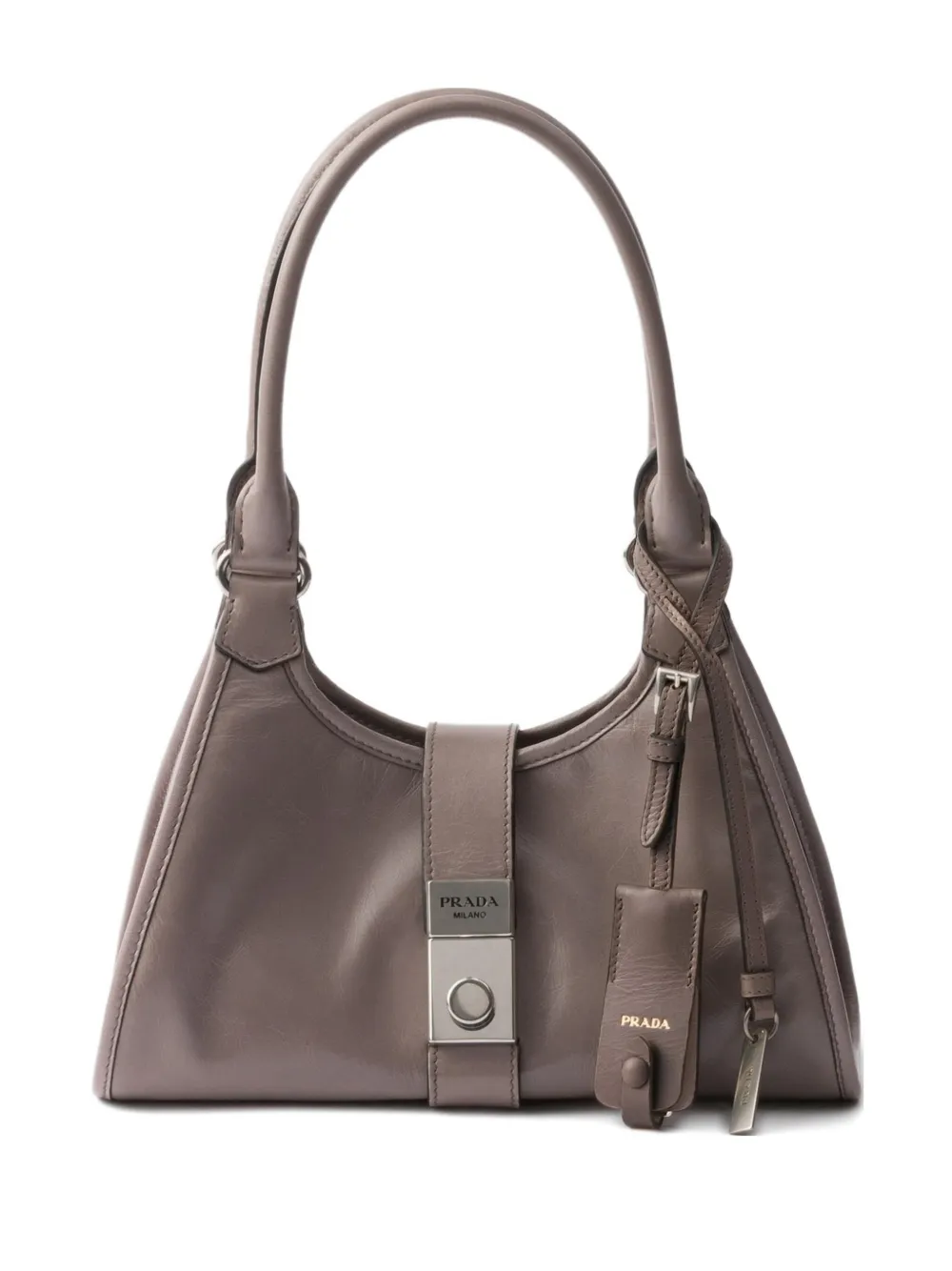 Prada small push-lock leather tote bag Grijs