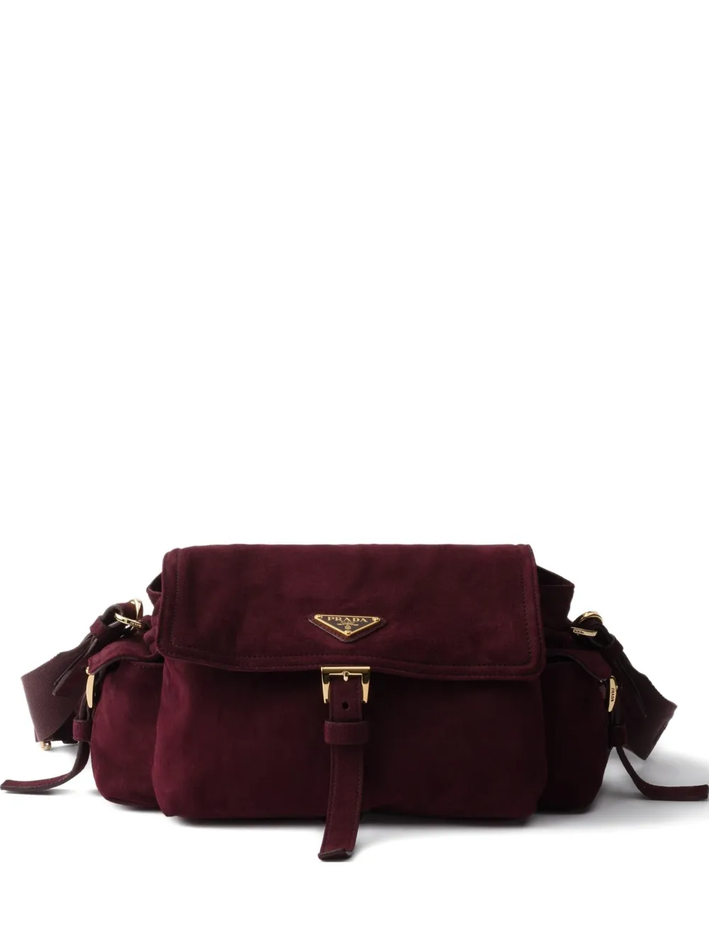 Prada Explore suède schoudertas met gespsluiting Blauw