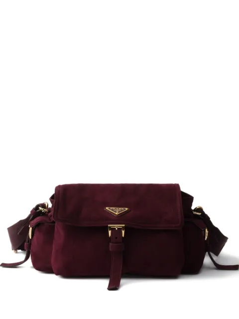 Prada medium Explore buckle-fastening suede shoulder bag