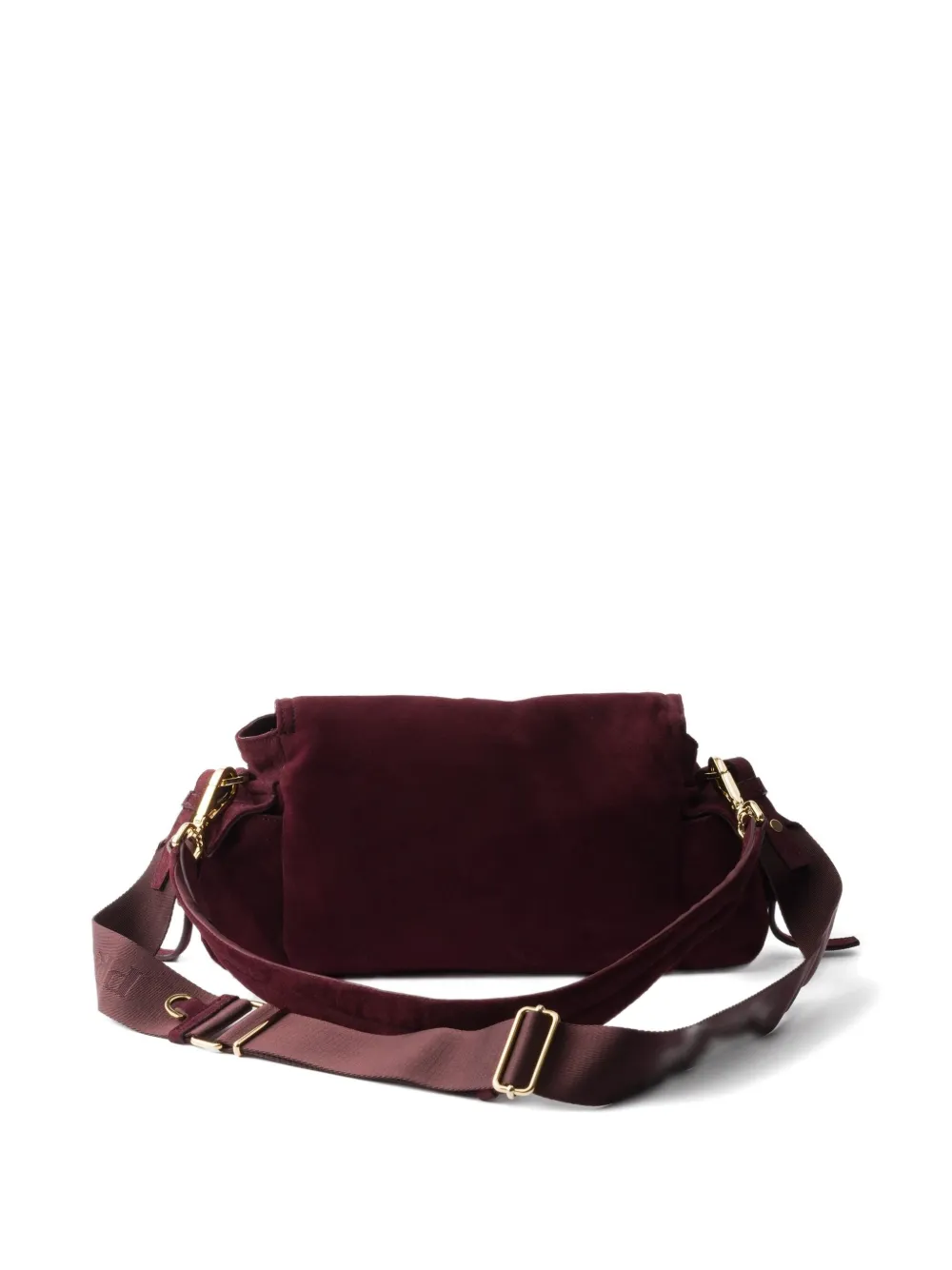 Prada Explore suède schoudertas met gespsluiting Blauw