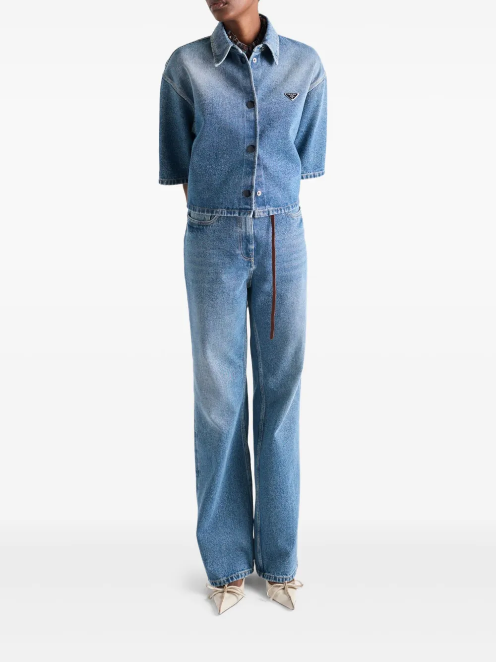 Prada Blouse met logo Blauw