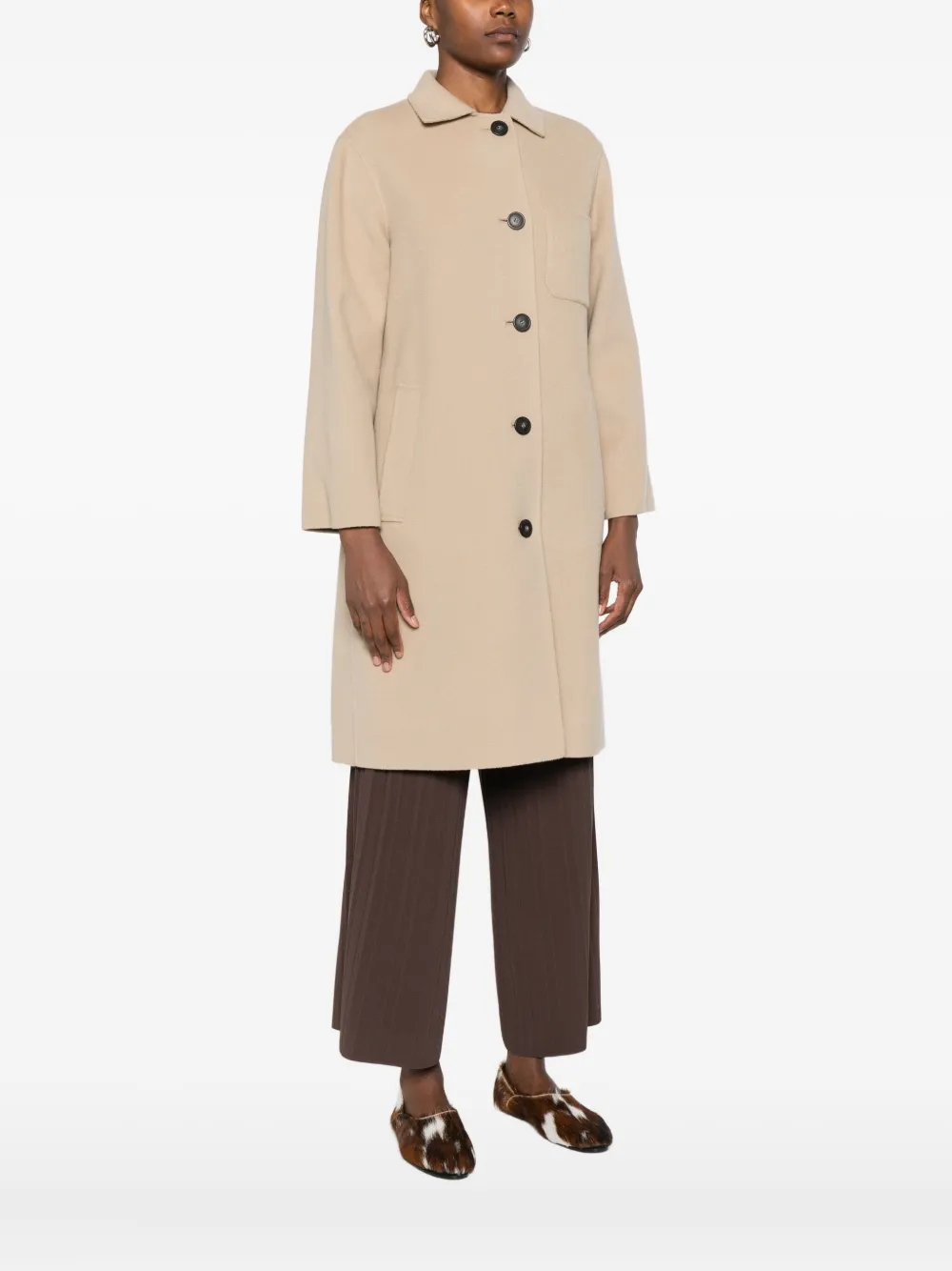 Weekend Max Mara Patch-pocket Button Coat In Neutral