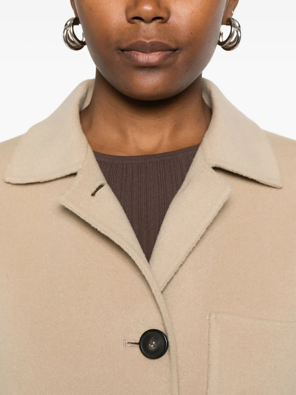 Weekend Max Mara Patch-pocket Button Coat In Neutral