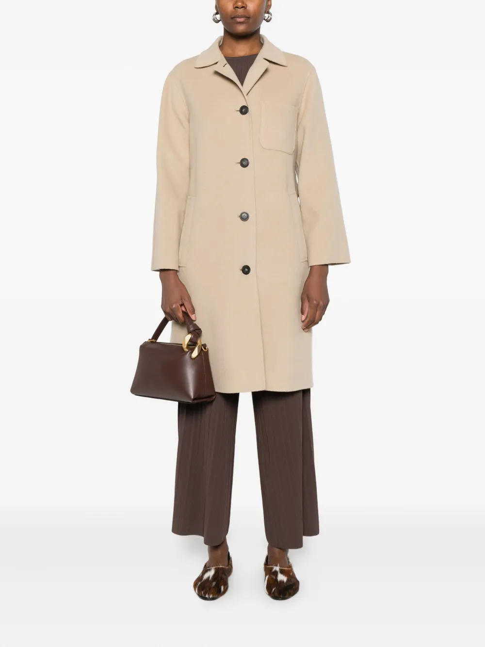 Weekend Max Mara Patch-pocket Button Coat In Neutral