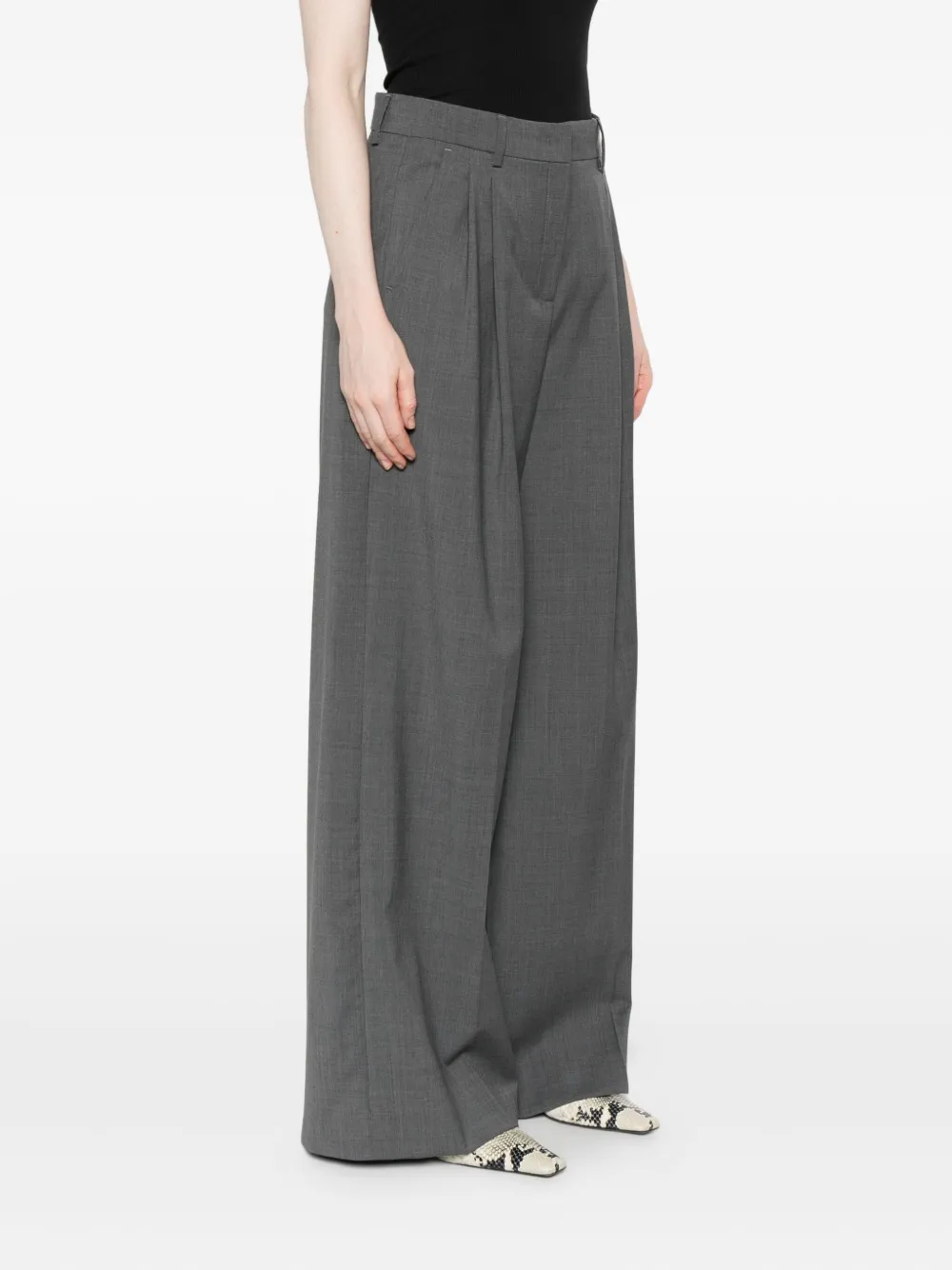 Weekend Max Mara Pleated Wide-leg Trousers In Gray