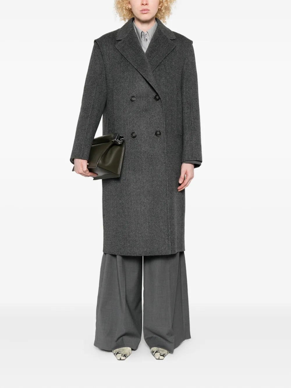 Weekend Max Mara Double-breasted Patch-pocket Jacket In Gray