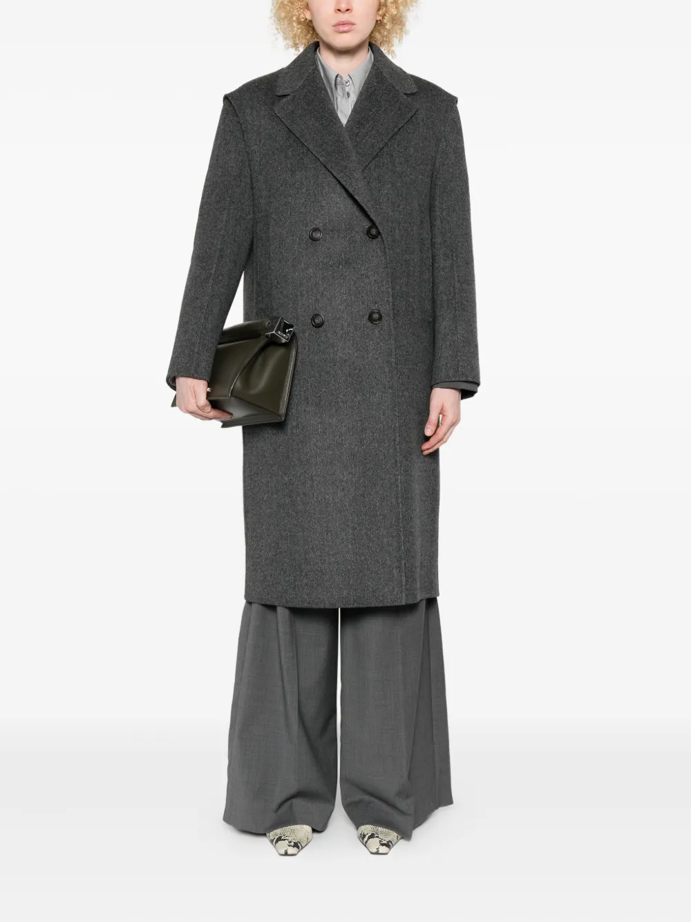 Weekend Max Mara Double-breasted Wool Coat In Gray