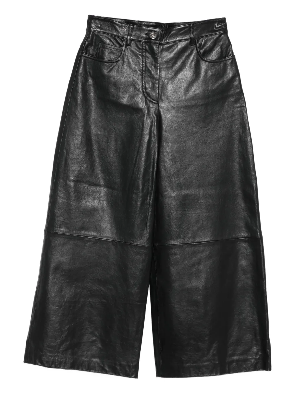 Weekend Max Mara Leather Panelled Trousers In Black