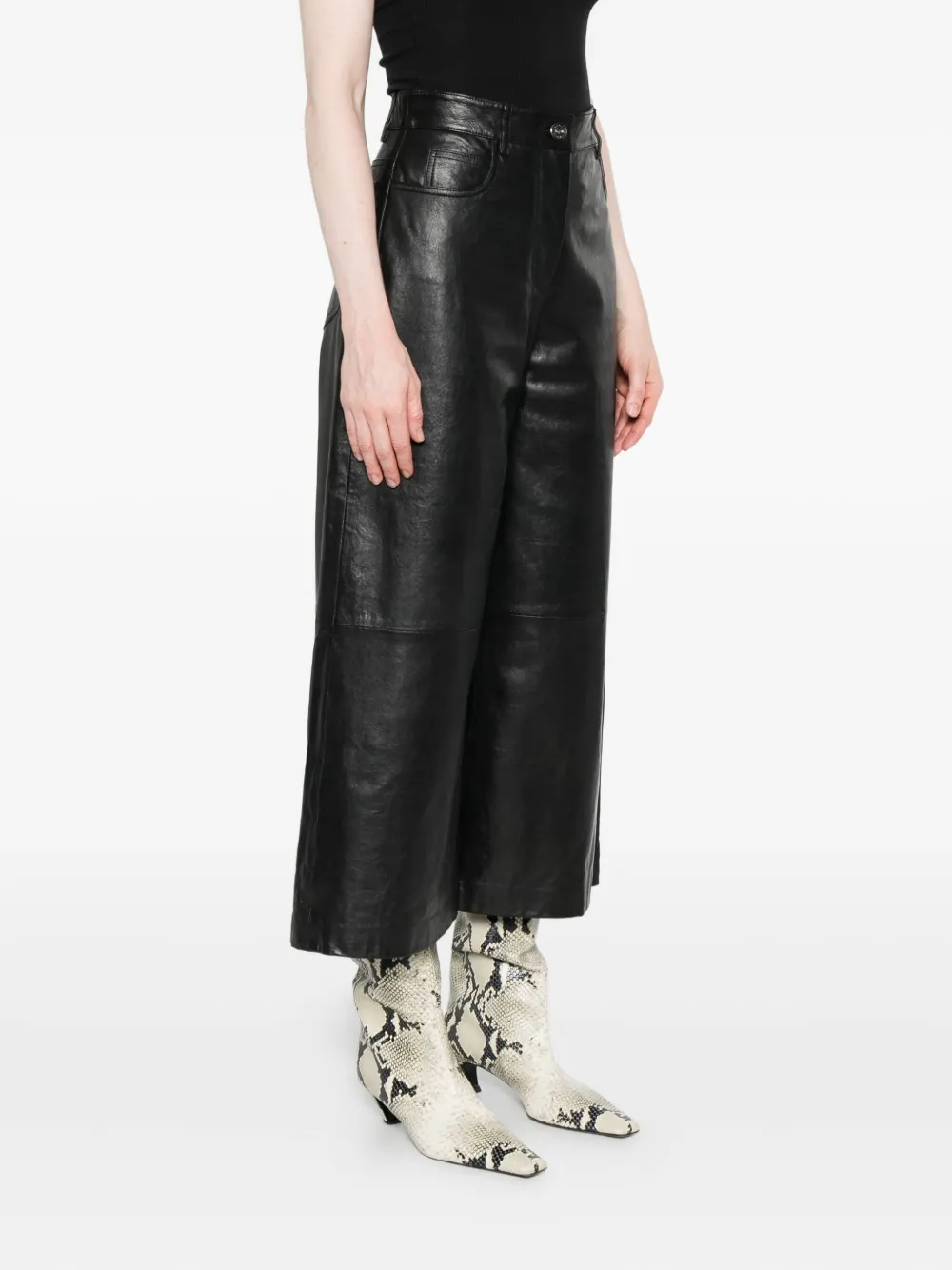 Weekend Max Mara Leather Panelled Trousers In Black