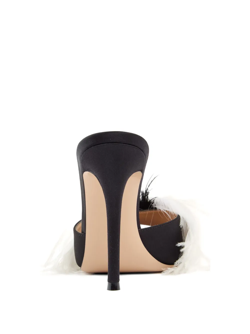 Gianvito Rossi 105mm Aretha feather-embellished satin SANDALS Black