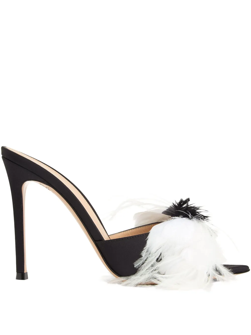Gianvito Rossi 105mm Aretha feather-embellished satin SANDALS Black