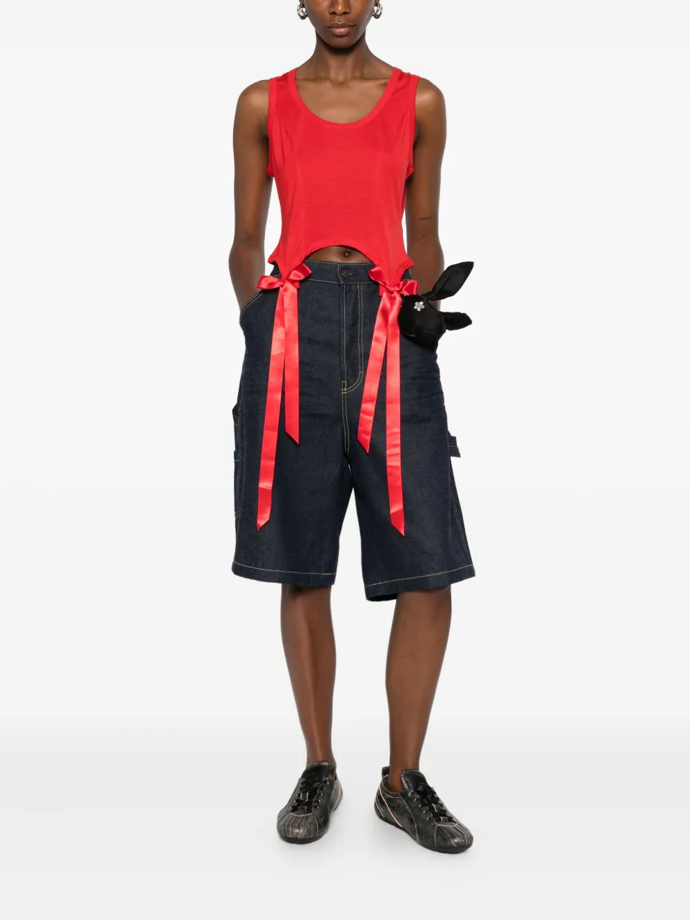 Simone Rocha Red Bow Tail Easy Tank Top In Red