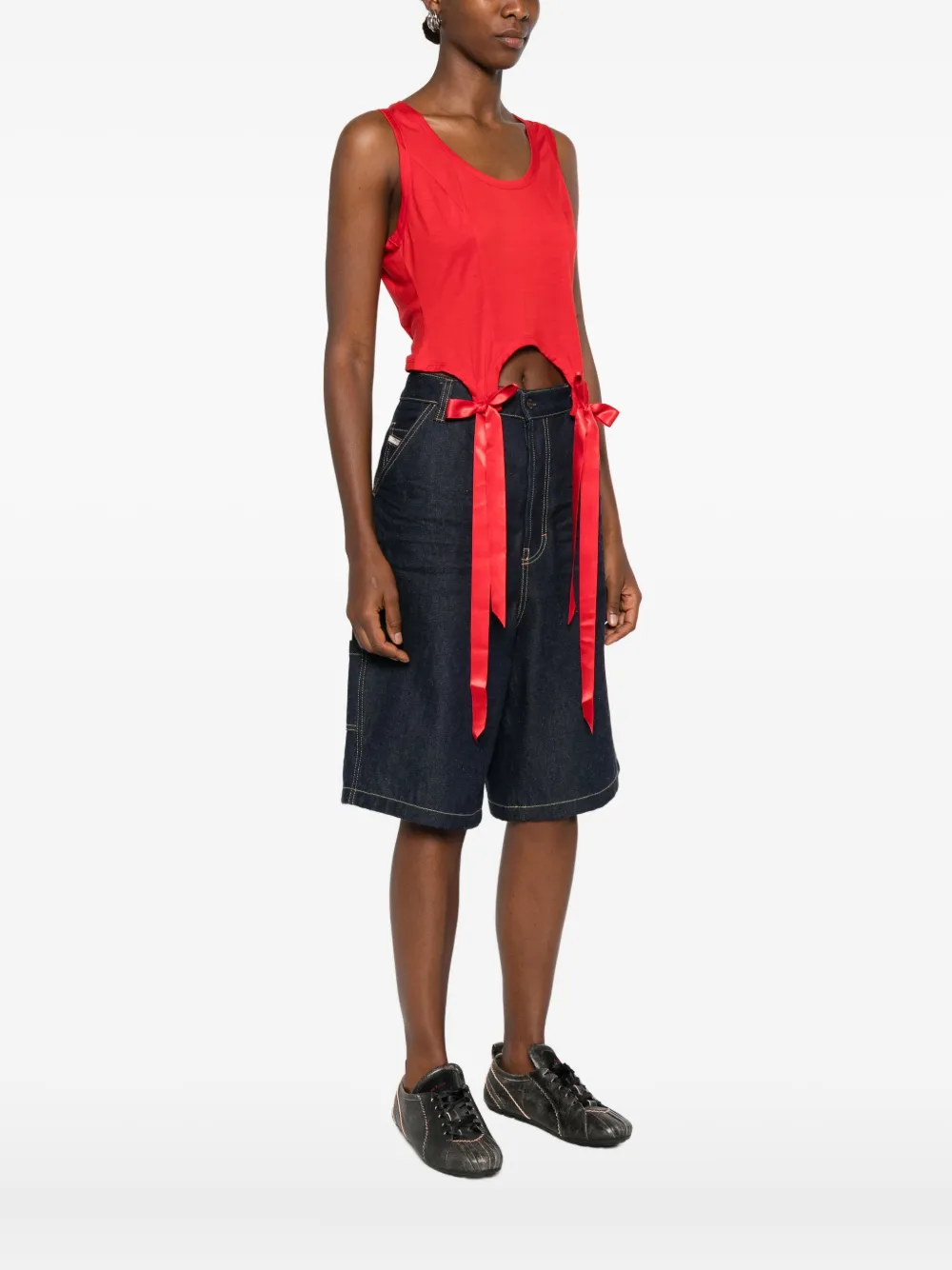 Simone Rocha Red Bow Tail Easy Tank Top In Red