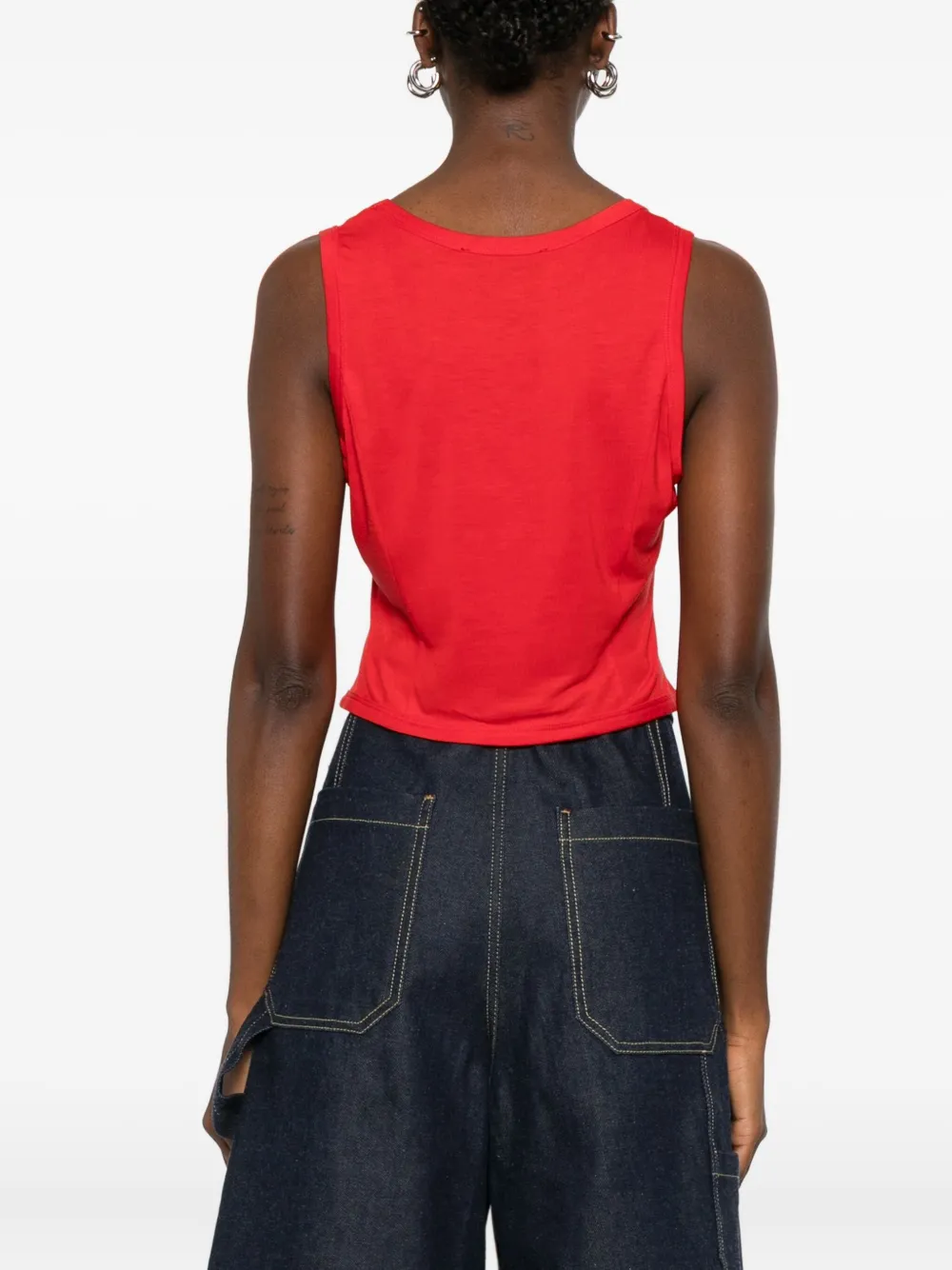Simone Rocha Red Bow Tail Easy Tank Top In Red