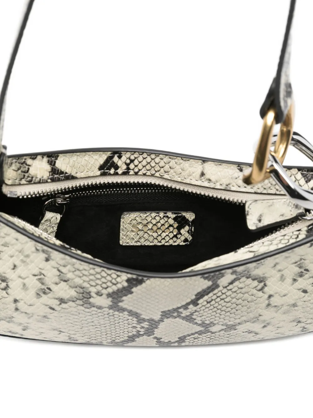 Staud Ollie Curved Python-embossed Leather Shoulder Bag In White