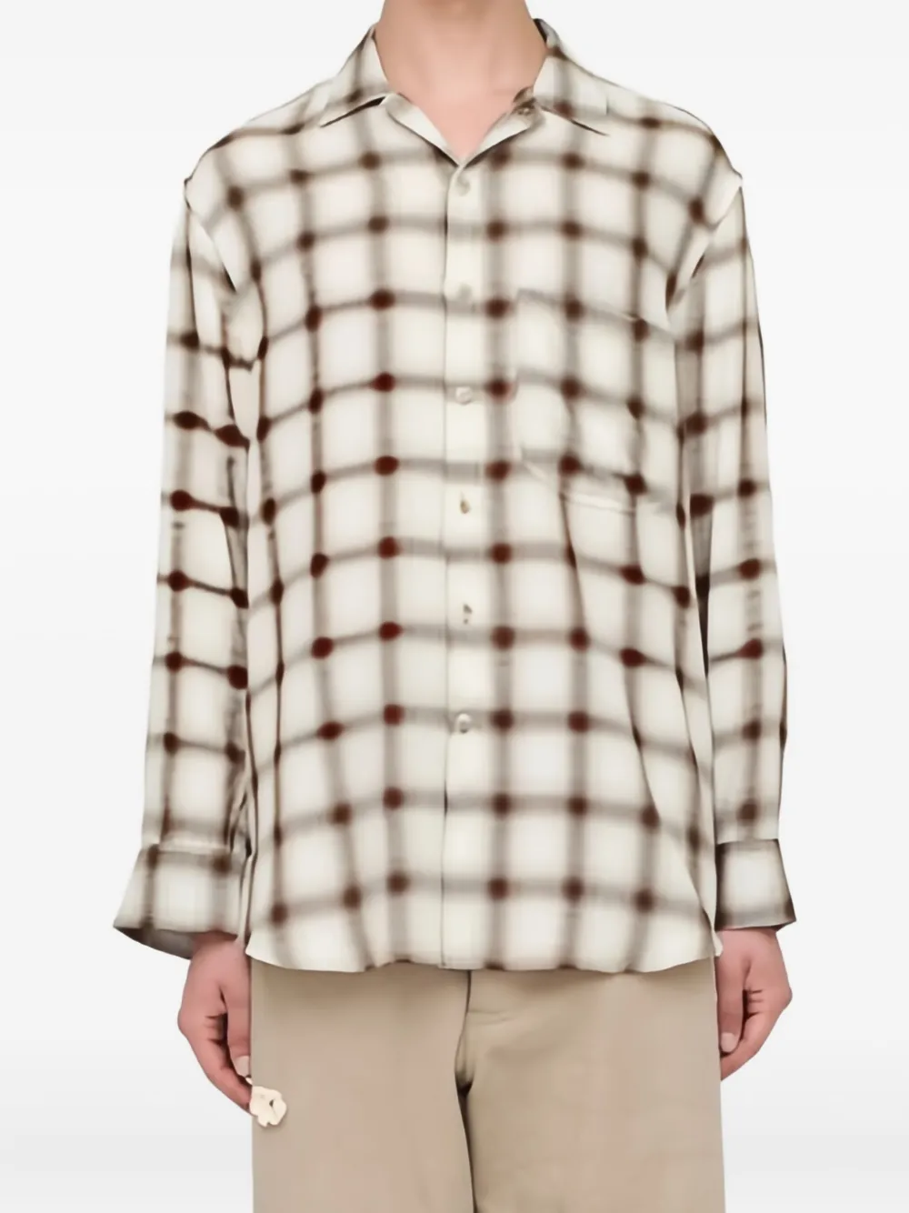 Song For The Mute plaid-pattern long-sleeve shirt - Beige