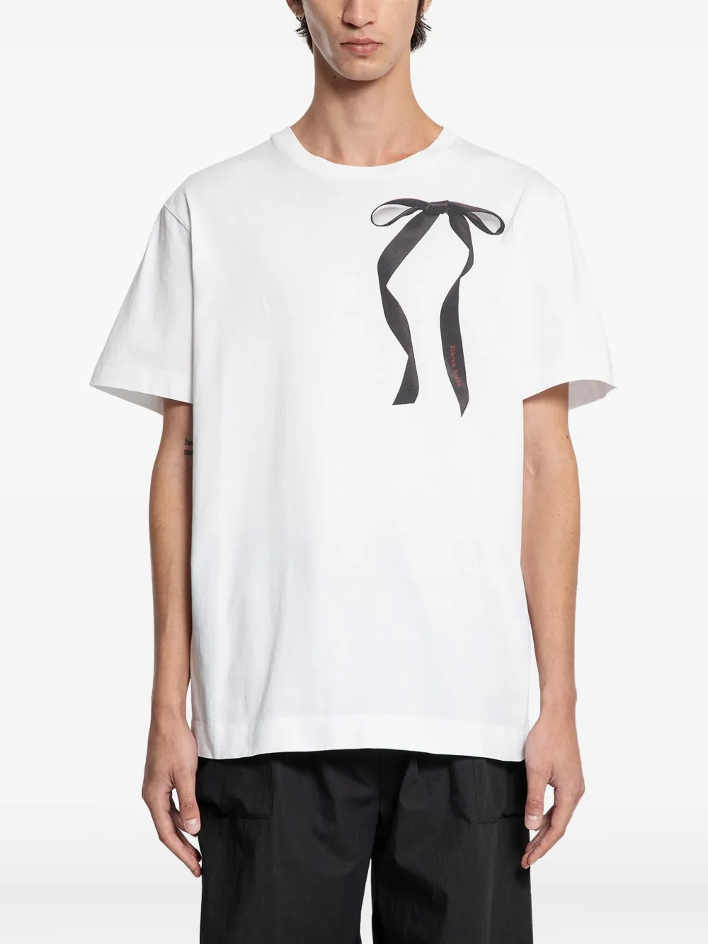 Simone Rocha ribbon-print polo shirt | White | Image 1