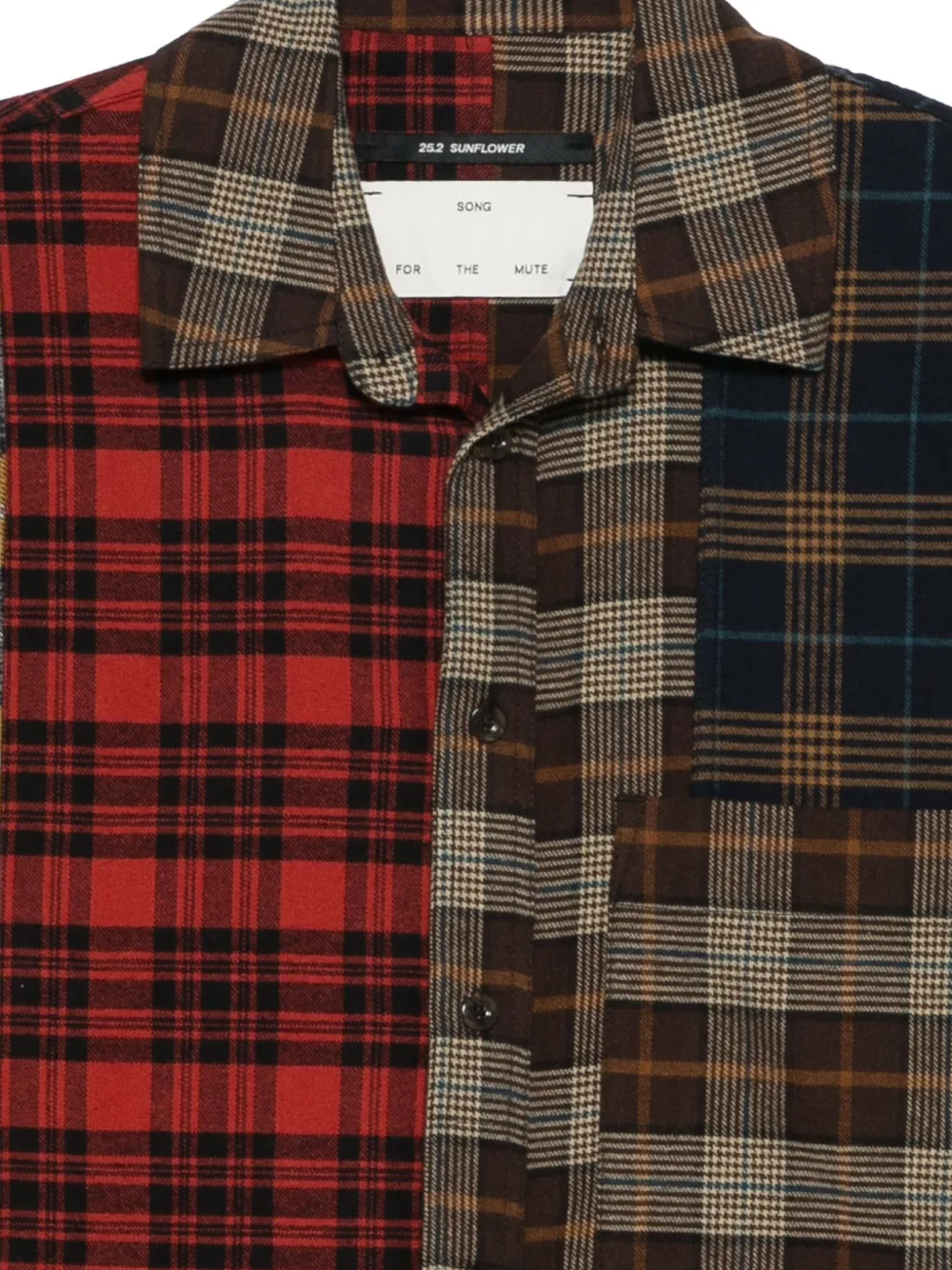 Song For The Mute Color-block Check Shirt In Multi