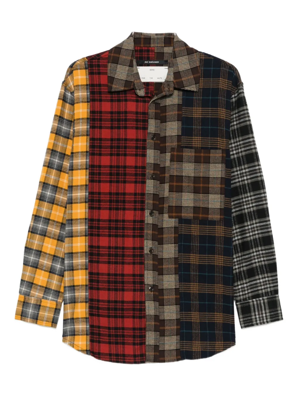 Song For The Mute Color-block Check Shirt In Multi