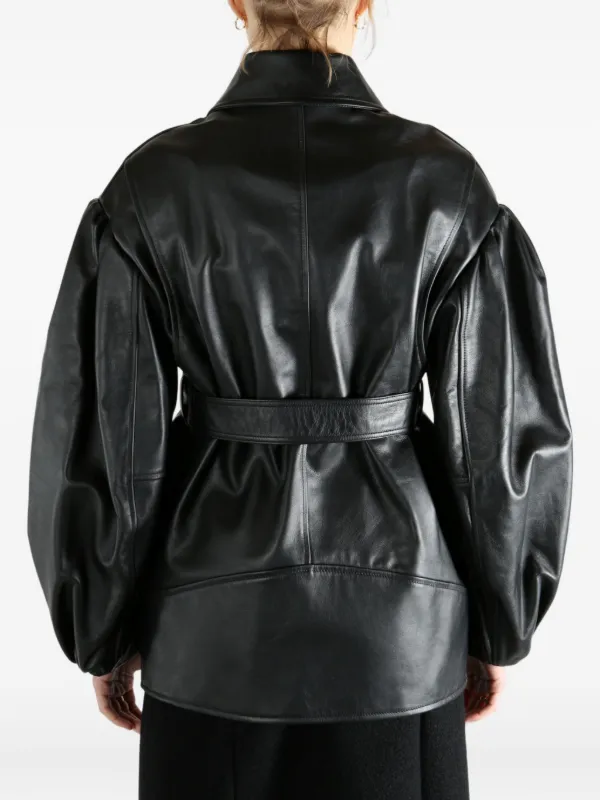Simone Rocha Belted Leather Jacket | Black | FARFETCH RO