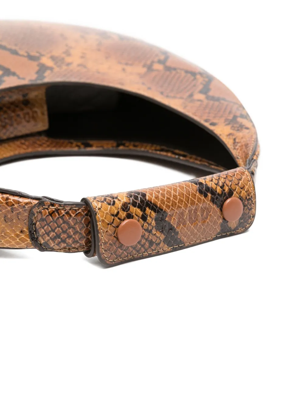 STAUD Moon shopper met slangen-effect en handvat Bruin