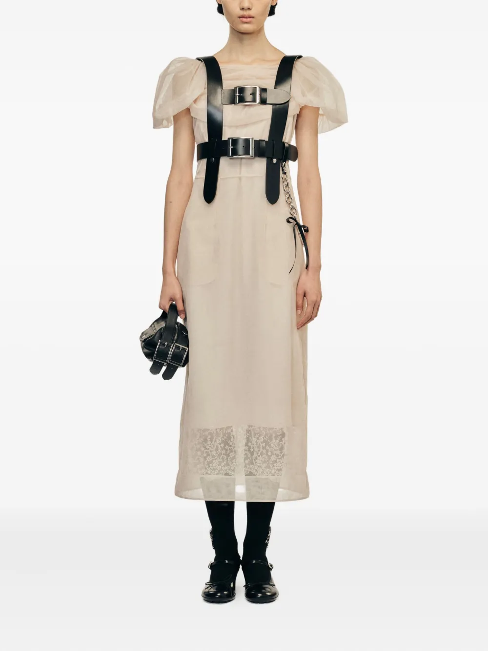Simone Rocha vestido midi con cadena y hebilla | neutro | Image 1