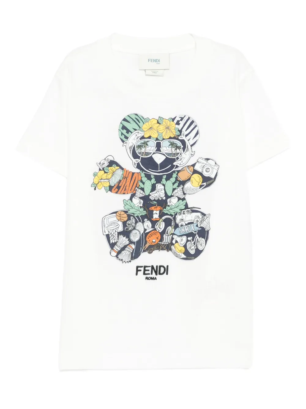 Fendi Kids T-shirt met teddybeerprint Wit