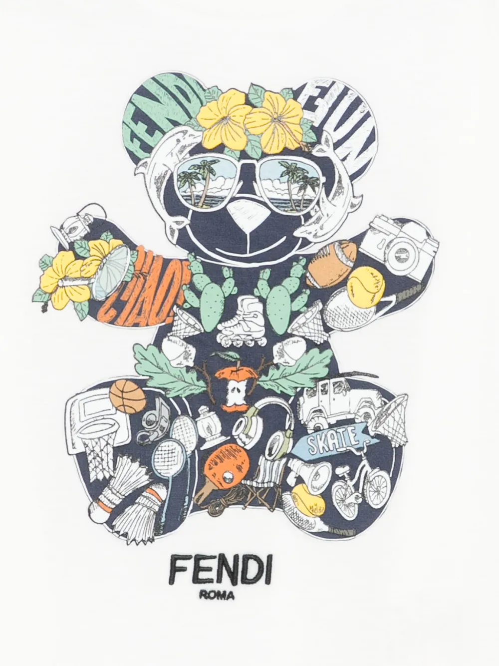 Fendi Kids T-shirt met teddybeerprint Wit