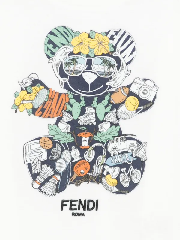 Fendi Kids bear-print T-shirt | White | FARFETCH IN