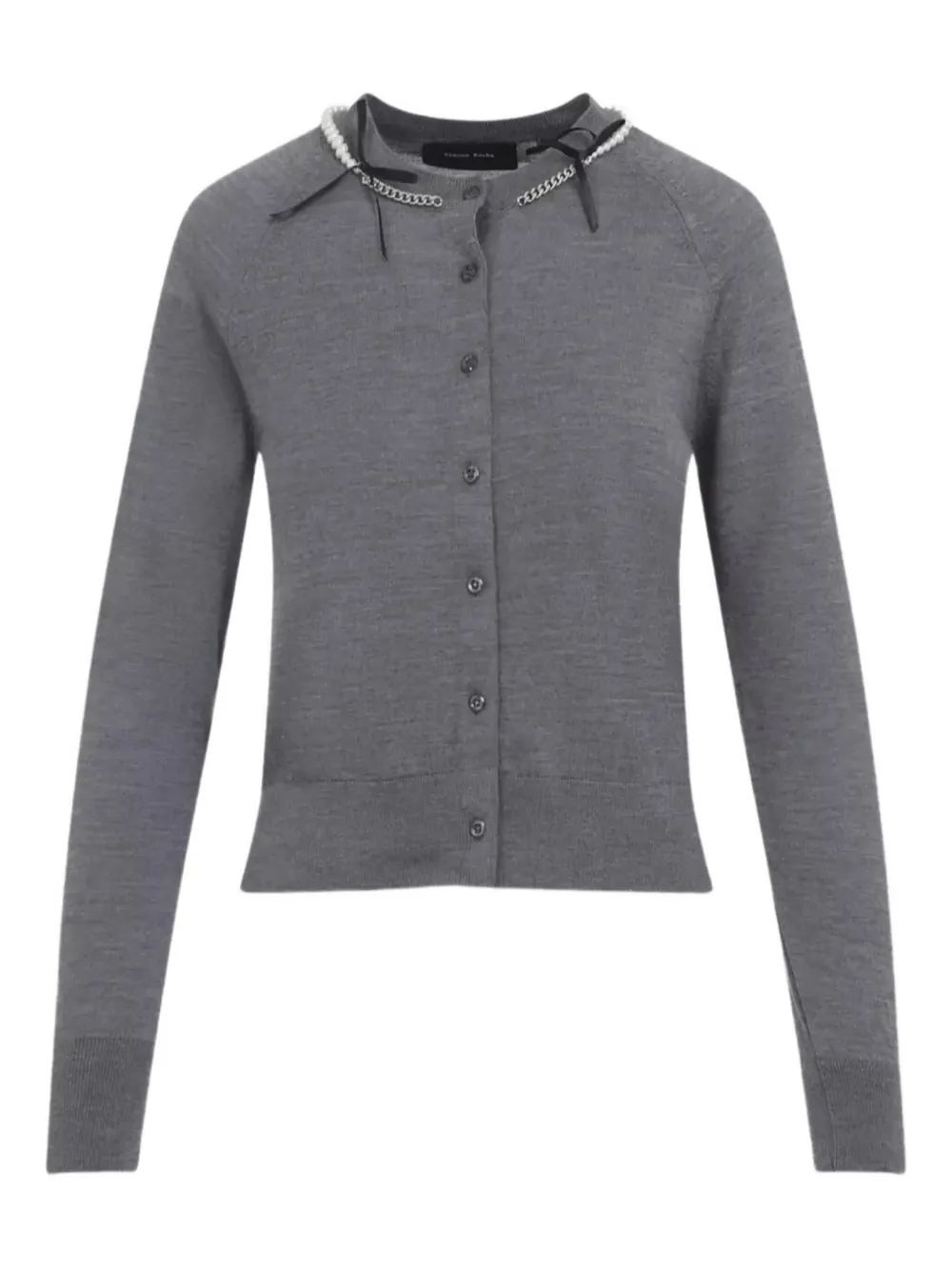 Simone Rocha Pearl-embellishment Cardigan In Gray