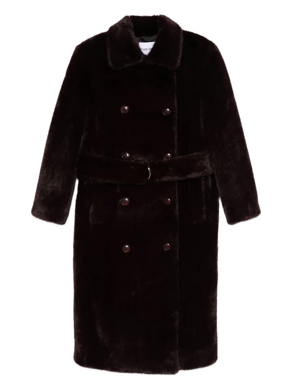 STAND STUDIO button belted-waist coat | Red | Image 1