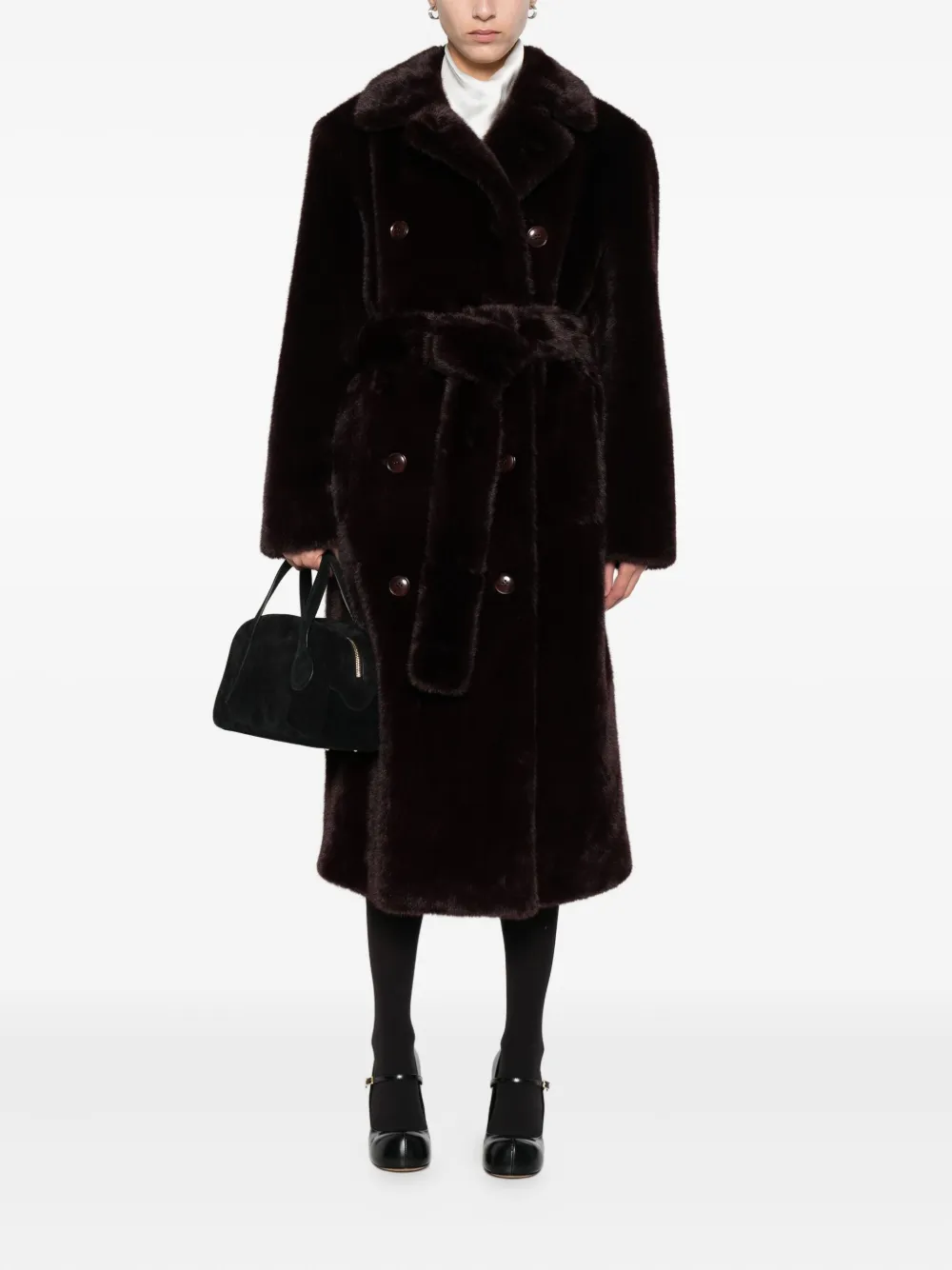 STAND STUDIO button belted-waist coat | Faux Fur & Shearling Coats | Image 2