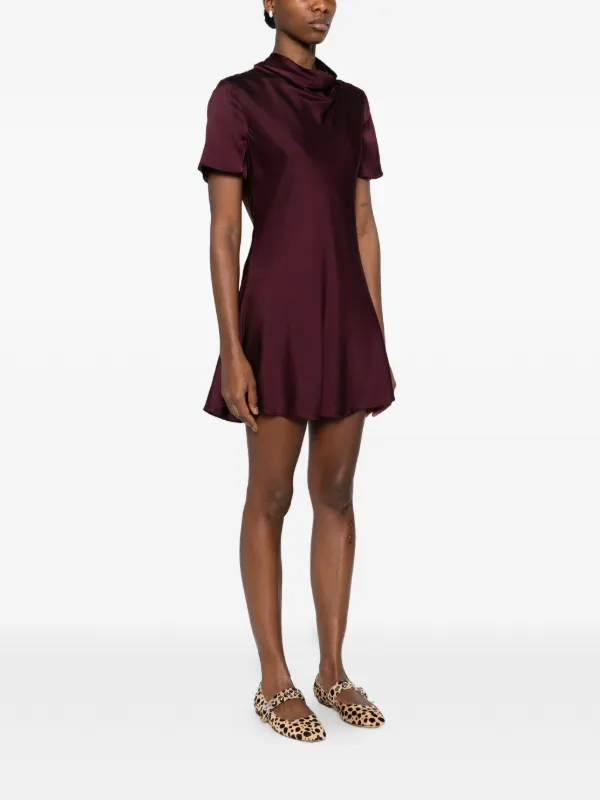 staud purple dress STAUD cowl-neck Silk Mini Dress | Purple