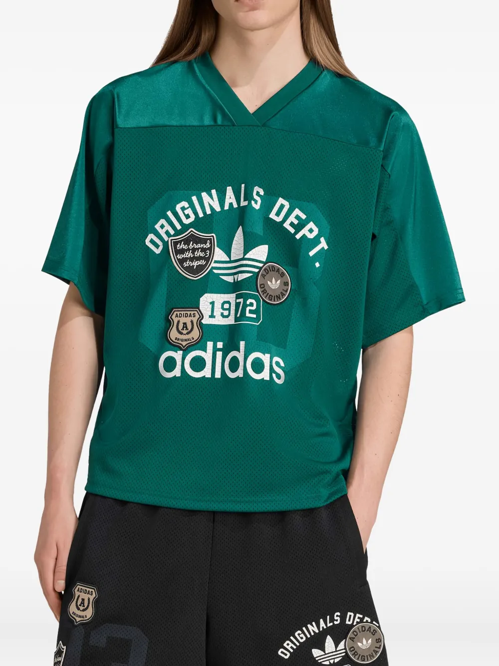 Adidas Jersey T-shirt met V-hals - Groen