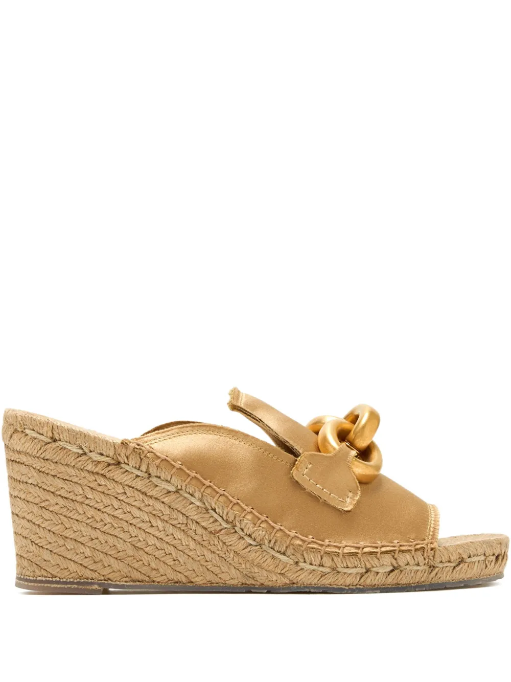 Pedro Garcia 75mm Oliveta chain-embellished wedge mules Gold