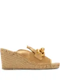 Pedro Garcia 75mm Oliveta chain-embellished wedge mules - Gold