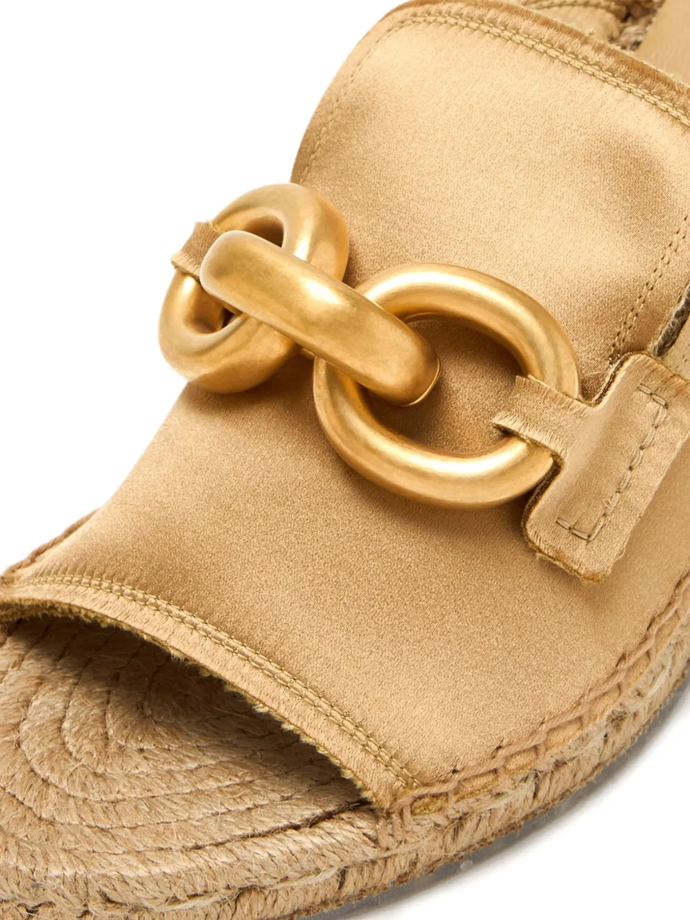 Pedro Garcia 75mm Oliveta chain-embellished wedge mules Gold
