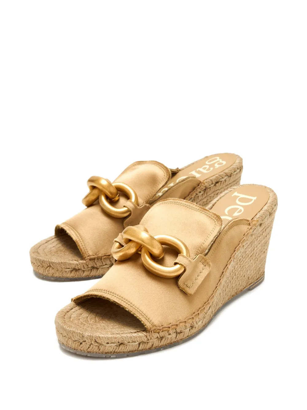 Pedro Garcia 75mm Oliveta chain-embellished wedge mules Gold