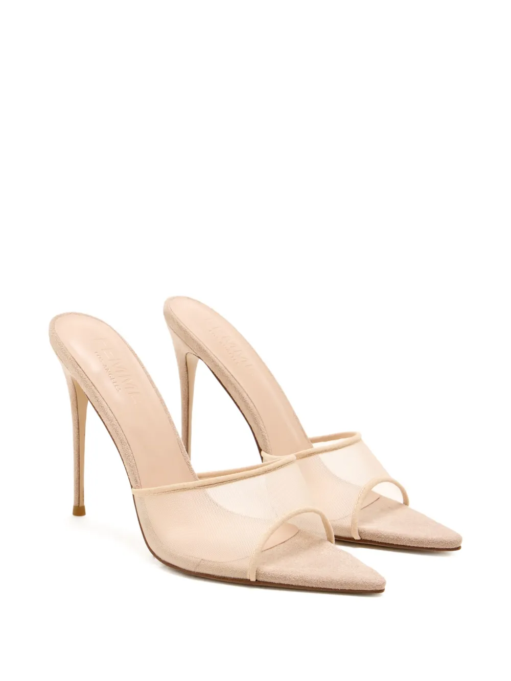 Femme La 120mm Gianni mesh-panel pointed-toe sandals Neutrals